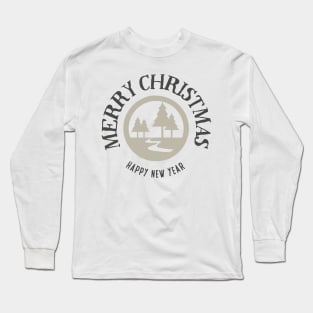 Rustic Merry Christmas Badge Long Sleeve T-Shirt